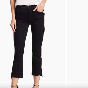 Mother Denim Insider High-Rise Crop Step Fray Guilty Racer Stripe Jeans Size 28